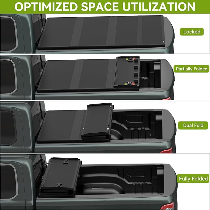 AUTOSAVER88 Hard Quad Fold Truck Bed Tonneau Cover Fit for Dodge Ram 1500 2002-2026 (Classic & New), Fits for Dodge Ram 2500 3500 2003-2026 with 6.4ft Bed Without Rambox