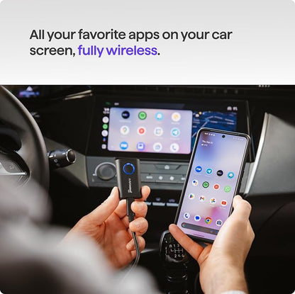 AAWireless TWO+ Compatible with Android Auto & Apple Carplay 2-in-1 Wireless Adapter | Wireless Connection via Bluetooth & WiFi | iPhone X+ & Android 11+ | Multifunctional Button | Made in Europe