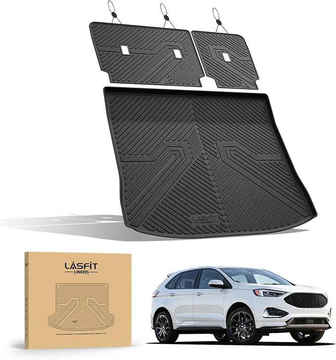 LASFIT Floor Mats&Cargo Backrest Mat for Ford Edge 2015-2024,Costom Fit All Weather Protection TPE Easy Clean Floor Liners, Keep Your Car Trunk Clean and Tidy,1pcs.