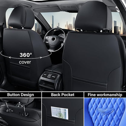 Coverado Automotive Seat Covers Front Seats, Seat Covers 2 Pack, Blue Car Seat Cover, Waterproof Auto Seat Covers, Car Seat Cushion, Front Car Seat Covers Leather Car Seat Protector Fit for Most Cars