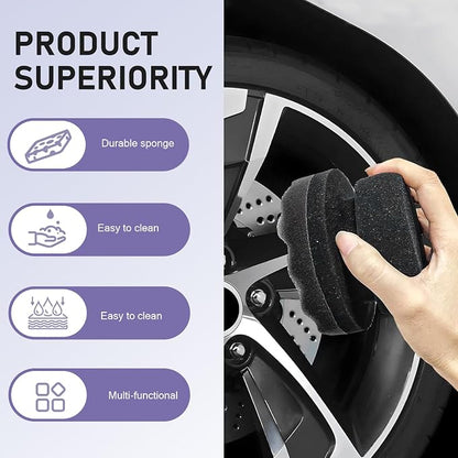 2PCS Tire Shine Applicator Pad, Reusable Foam Car Dressing Applicator Polishing Sponge Pads, Durable Hex-Grip Automotive Detailing Sponge Tool Universal for Most Vehicles