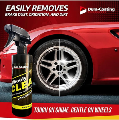 DURA-COATING TECHNOLOGY Wheely Clean Concentrate - Good for Chrome Wheel Cleaner, Clear-Coated, or Aluminum Wheel Cleaner - Professional Tire Shine & Rim Cleaner Spray - Car Care Solution - 1 oz