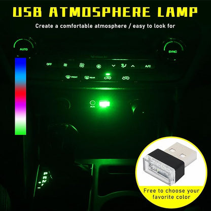 Augeny 6 PCS USB LED Car Interior Atmosphere Lamp, Plug-in USB Decor Night Light, Portable Auto Ambient Lighting Kit, Universal Vehicle Interior Accessories for Most Cars (6 Colors)