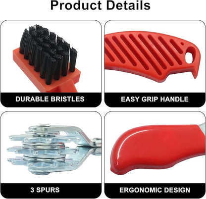 Polishing Pad Cleaner Tool Set, Polishing Spur Tool and Foam Pad Brush, Conditioning Brush Wool Buffing Pad, Red