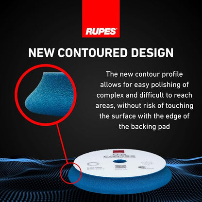 RUPES 9.DA180H Pack of 12 Blue D-A Coarse Cutting Foam Pads 180mm | Ideal for Paint Correction & Gloss Enhancement | Mild to Severe Defect Removal | Compatible with 6" Backing Plate