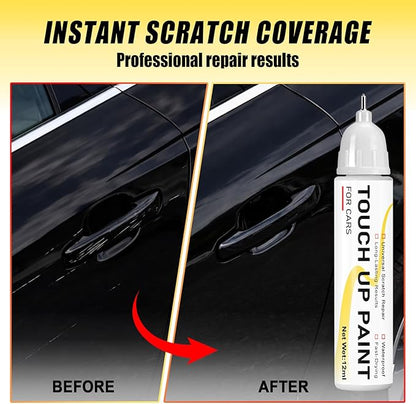 Gloss Black Touch Up Paint for cars, 2-in-1 Brush & Tip, 0.4 fl oz - Universal Car Scratch Repair Pen for Scratches & Scuffs, OEM Color Match, Quick-Dry & Long-Lasting