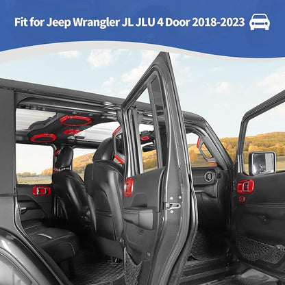 RT-TCZ for Wrangler JL Interior Trim Kit Red, Inner Door Handle Bowl Cover Speaker Trim for Jeep Wrangler JL JLU 4-Door 2018-2023 Red Interior Accessories 21pcs
