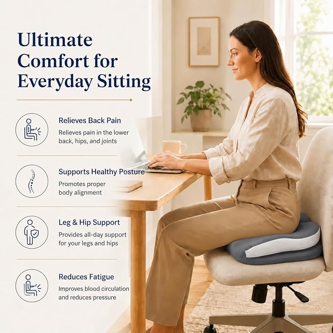 Seat Cushions for Office Chairs Wheelchair Cushion for Long Sitting Back Pain，Memory Foam Seat Car Computer Desk Chair Cushion，Coccyx Cushion for Tailbone Pain Relief Cushion Office Chair Butt Pillow