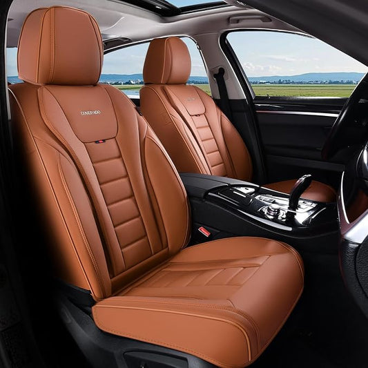 Coverado Car Seat Covers, Front Covers for Cars, Car Seat Cover Front Seats, Automotive Seat Cover, Waterproof, Leather Car Seat Cushion, Universal Interior Covers Seat Protectors for Most Cars