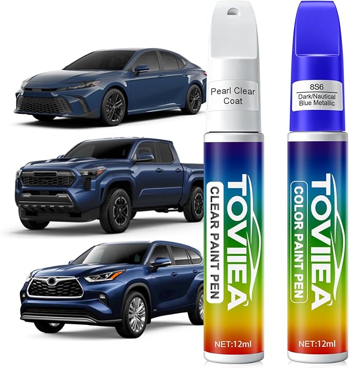 Dark/Nautical Blue Metallic(8S6) Touch Up Paint Compatible with TOYOTA,2-In-1 Car Scratch Remover Pen,Car Paint Scratch Repair Kit for Scratches,Chips & Nicks,2-PCS SET