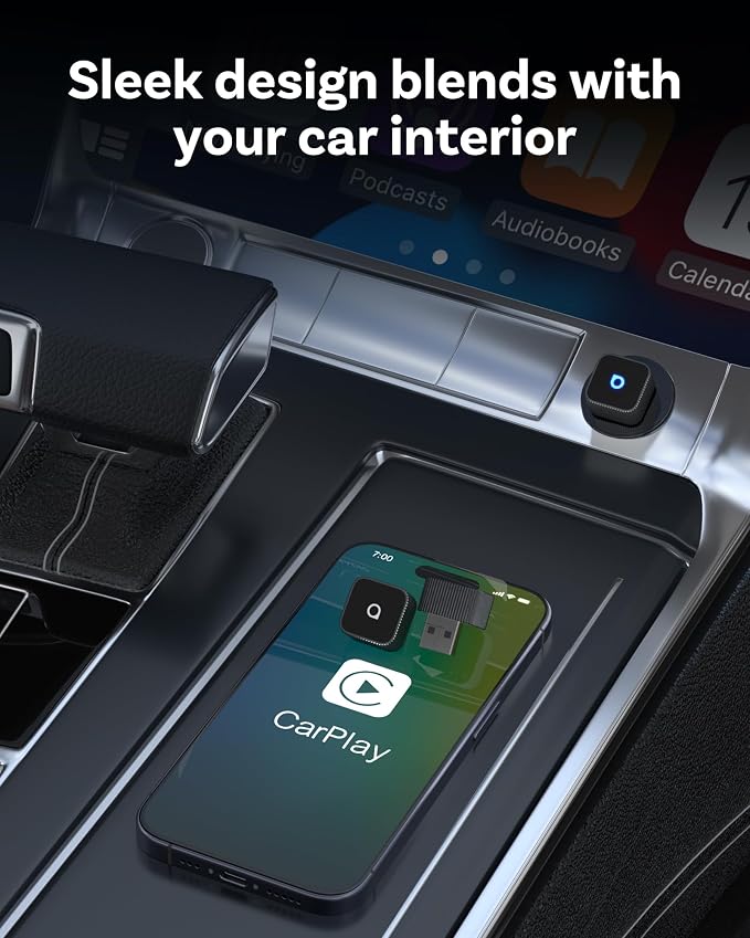 OTTOCAST Mini Slim Wireless CarPlay & Android Auto Adapter, USB-A/USB-C Dual Port, 5s Auto Connect, Plug & Play, Compact Design