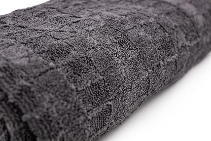 The Rag Company Gauntlet Car Drying Towel, Ultra-Absorbent 70/30 Blend Korean Microfiber, Dries Vehicles Faster Without Scratching, 900 GSM, 20x30 Inches, Ice Grey/Grey, 1-Pack
