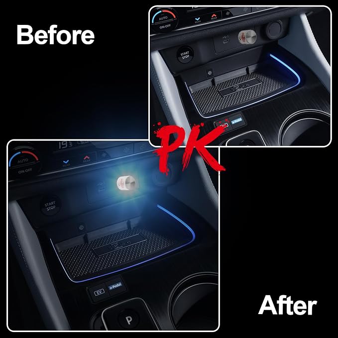 USB LED Car Interior Night Light, 2 PCs, Atmosphere Lamp, Mini Decoration Light, Car Interior Ambient Atmosphere Night Lamp, USB Night Light for All Car Interiors (Ice Blue)