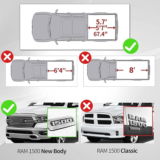 YITAMOTOR Soft Quad Fold Truck Bed Tonneau Cover Fits for Dodge Ram 1500 New Body Style 2019 2020 2021 2022 2023 2024 2025 2026, Fleetside 5.7 ft Bed Without Rambox