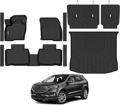 Floor Mats for Ford Edge 2015-2025 2026, Trunk Mat and Backrest Mats & Door Sill Guard All Weather TPE Protector for Ford Edge Accessories