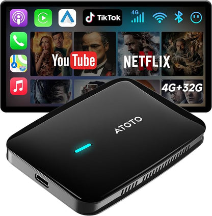 Magic AI Box Wireless CarPlay & Android Auto Adapter, Car Video Box for OEM Wired CP/AA, Dual WiFi & Bluetooth IoT Hub, Supports for Netflix/YouTube/TikTok/TF Card