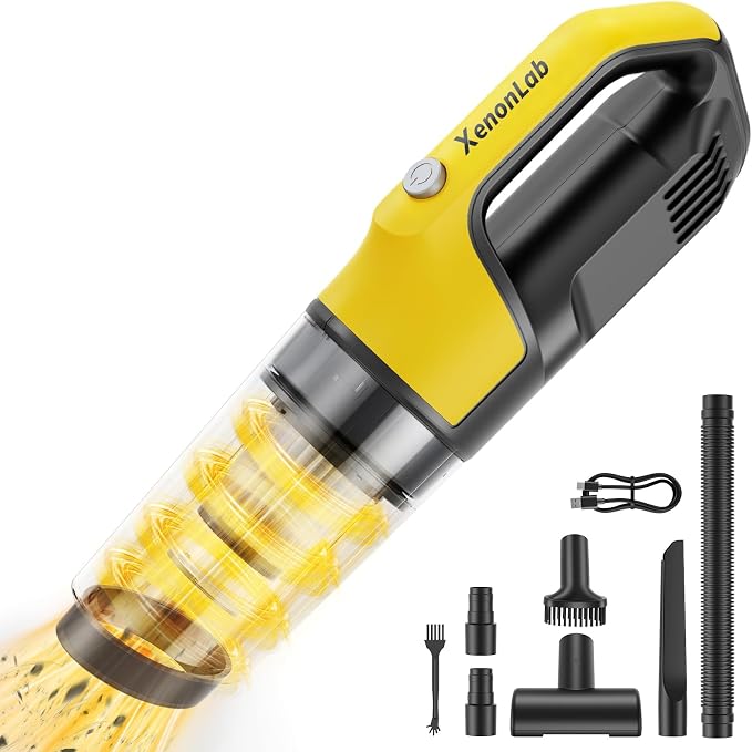 Handheld Vacuum Cordless 1.1 Pounds Car Vac 10000PA Hand Held Vacuums 4-in-1 Pets Hair (Orange)