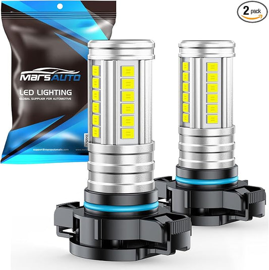Marsauto 5201 5202 LED Fog Light Bulbs, 12,000LM PS24W LED Fog Light Bulbs, 360° Illumination 6500K Strong Penetration, 1:1 Mini Size Upgraded 60 Pcs Chips 5202 Fog Light Bulb, Accessory Light Kits