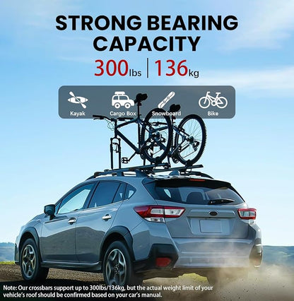 300lbs Roof Rack Cross Bars Compatible with Subaru Crosstrek 2024 2025 2026 Limited/Premium/Sport (Not for Wilderness), Aluminum Roof Rails Crossbar for Rooftop Kayak Canoe Bike Snowboard