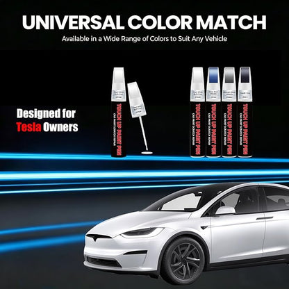 Pearl White Multi-Coat(PPSW) Car Touch Up Paint for Tesla 2-in-1 Car Scratch Repair Pen with Fine Tip&Brush, DIY Color-Code Matched Auto Paint for Rock Chips Door Scratches Paint Nicks Bumper Marks