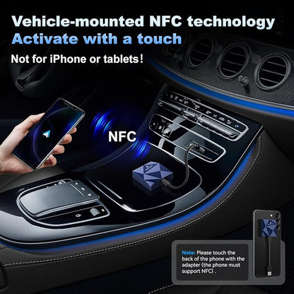 Android Auto Wireless Adapter for Factory Wired Android Auto Cars from 2016, Converts Wired to Wireless, Support NFC Quick Connect, Plug & Play Low Latency and Easy to Install