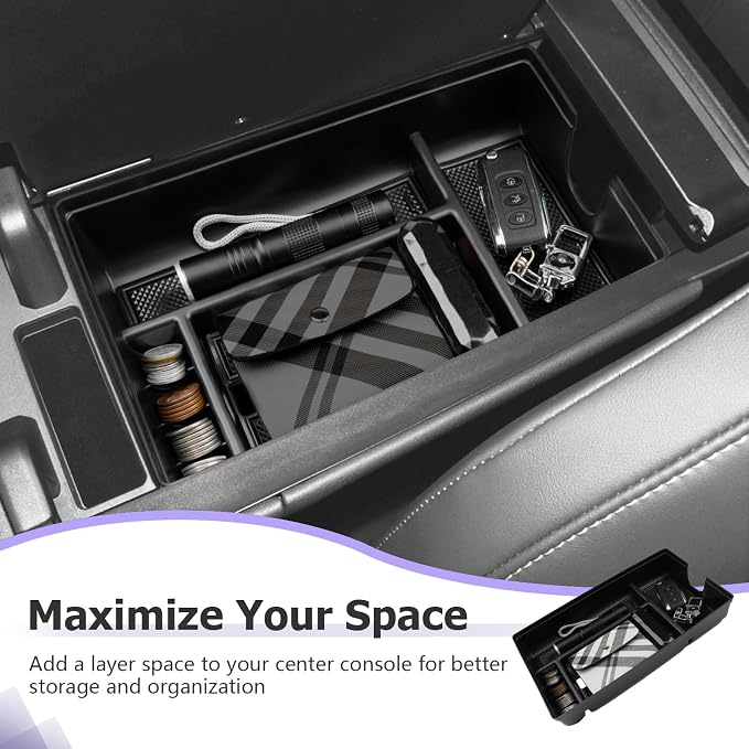 LUWU 2025 2026 Lexus RX350 Center Console Organizer for 2023 2024 2025 2026 Lexus RX350/RX450/RX500 Accessories Armrest Console Storage Box Glove Organizer Tray ABS Material Black