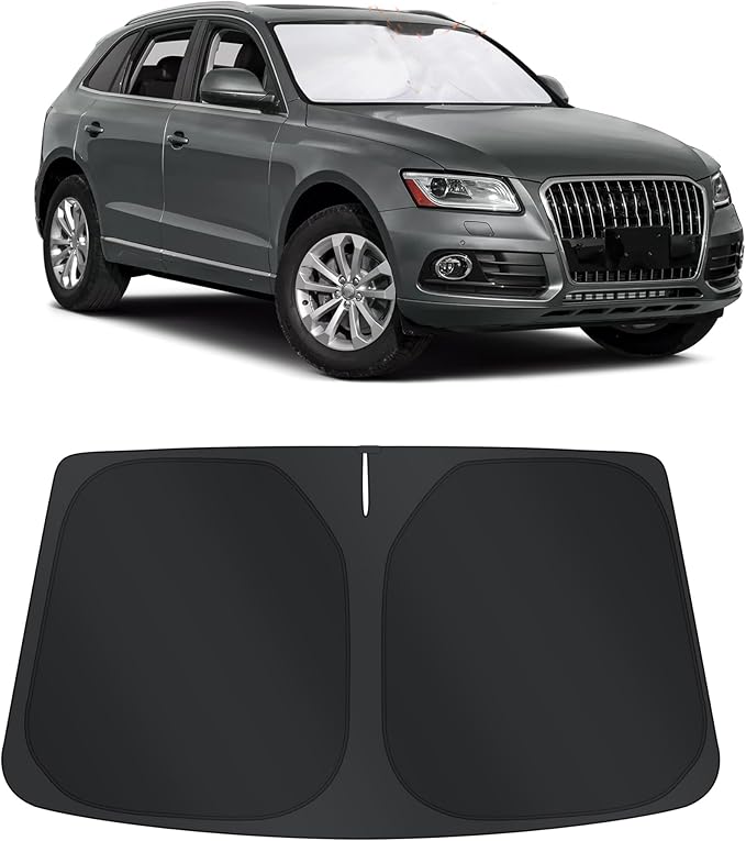 TINGLU Sun Shade for 2009-2017 Audi Q5/2014-2017 Audi SQ5 Accessories Windshield Sun Shade Window Shade UV Rays Protection Sun Visor Cover with Steering Wheel Sunshade Storage Bag