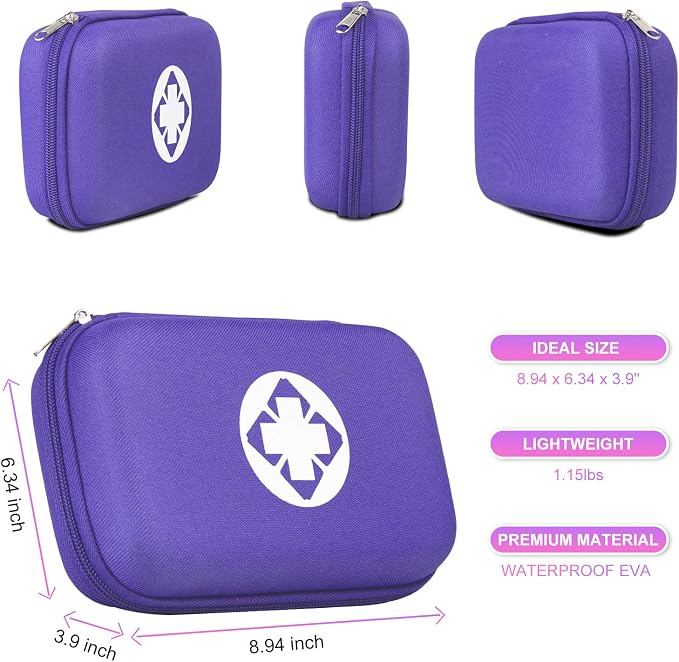 Small-Waterproof Car First-Aid Kit Emergency-Kit - Purple 273Piece Camping Equipment for Camping Hiking Home Travel YIDERBO | Camping Equipment for Camping Hiking Home Travel