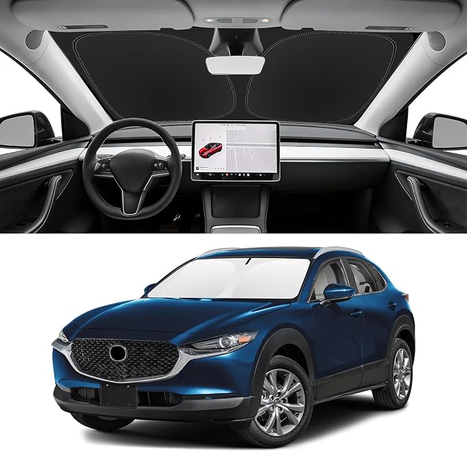 Custom Fit Windshield Sun Shade for Mazda CX-30 2019-2026 CX30, Blocks UV & Heat, Front Window Sunshade Accessories, Easy Fold & Store Keep Your Car Cooler