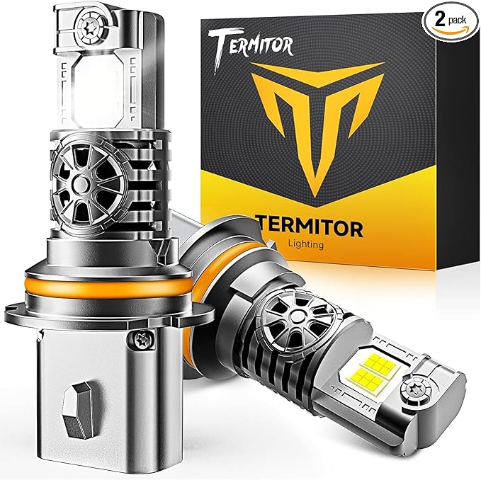 Termitor Latest Upgraded 9007 HB5 Light Bulb high/low beam, 50000LM 1000% Super Bright, 70000+ Hours Service Life, 6500K Cool White, 1:1 Halogen Replacement Light Bulbs, Plug N Play, Pack of 2