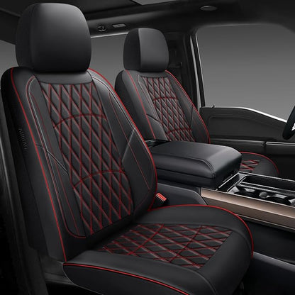 NS YOLO Leather Car Seat Covers,Universal Fit for Most Cars,SUVs and Sedans,Waterproof Luxury Leatherette Cushions, 5 Seats Protectors (Black and Red, Full Set-5 Seats(Front and Rear))