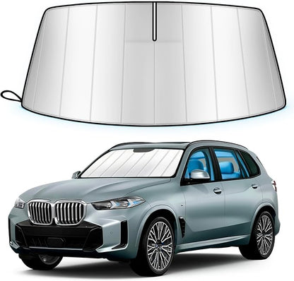 Windshield Sun Shade for BMW X5 2019-2026, Custom Fit Folding Design Car Front Window Sunshade Sun Visor Shield Accessories for Interior Protector, Blocks UV Rays & Heat