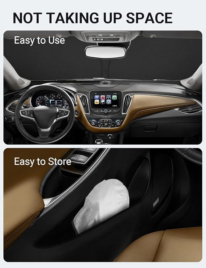 Proadsy 2026 Upgrade Front Windshield Sun Shade Foldable Sunshade Protector Custom Fit 2016-2025 Chevrolet Chevy Malibu Accessories