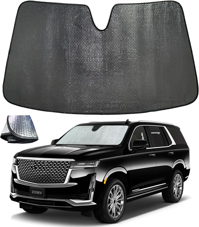 Car Windshield Sun Shade for Cadillac Escalade 2021-2025 2026, 5-Layer Bubble Foldable Thicken Front Window Sunshade Sun Visor Protection Accessories - Blocks Heat & UV Rays Keep Car Cooler