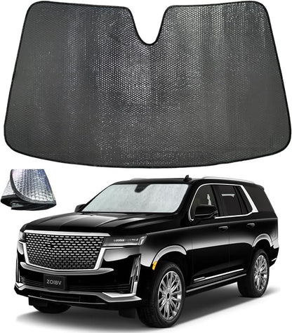 Car Windshield Sun Shade for Cadillac Escalade 2021-2025 2026, 5-Layer Bubble Foldable Thicken Front Window Sunshade Sun Visor Protection Accessories - Blocks Heat & UV Rays Keep Car Cooler