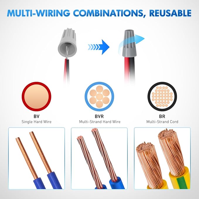 Nilight 600PCS Gray Wire Connectors Kit 22-20 AWG Electric Wire Caps Insulating Insert Twist Electrical Wire Terminal with Spring for Connect Electrical Wiring Automotive Car Truck Boats Marine