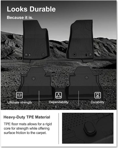 KIWI MASTER Floor Mats for 2020-2026 Jeep Gladiator JT, OEM Replacement 82215626AB, Custom Fit All Weather Car Mats, Heavy Duty TPE Floor Liners, Front & Rear 2 Row, Black