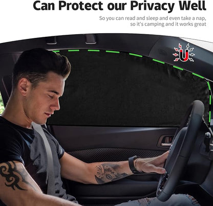ZATOOTO Car Window Shades - 2 Pcs Black Silk Side Front Protection Covers - Magnetic Privacy Sun Shades Curtain Keeps Cooler for Baby Kids Sleeping