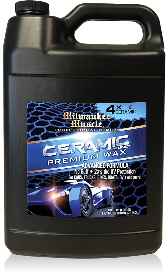 Ceramic Car Wax Gallon (128 Fl Oz) - 4X The Ceramic Coating - Advanced Hydrophobic Solution for Shine and Protection - Includes Free Empty Spray Bottle