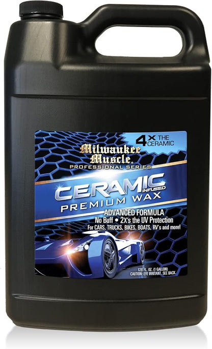 Ceramic Car Wax Gallon (128 Fl Oz) - 4X The Ceramic Coating - Advanced Hydrophobic Solution for Shine and Protection - Includes Free Empty Spray Bottle
