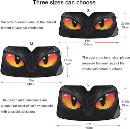 Windshield Sun Shade Red Evil Cat Eyes Front Window Block UV Shades Visor Reflective Retractable for Car SUV Trucks