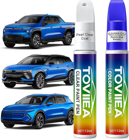 Riptide Blue Metallic(GJV/WA121J) Touch Up Paint Compatible with Chevrolet,2-In-1 Car Scratch Remover Pen,Car Paint Scratch Repair Kit for Scratches,Chips & Nicks,2-PCS SET