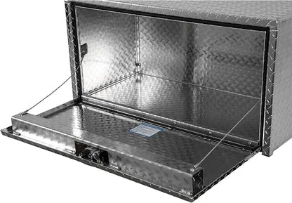Buyers Products 1705105 Silver Diamond Tread Aluminum Underbody Truck Box with T-Handle Latch, 18 x 18 x 36 Inch, Durable Contractor Toolbox For Organization And Storage, Job Tool Chest