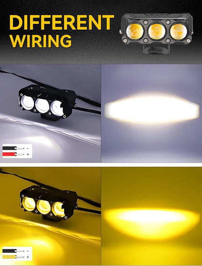 Motorcycle Driving Lights Yellow White Dual Color 8-85V 40W LED Fog Lights Waterproof Spotlight Auxiliary Lights for Motorcycle ATV UTV SUV Truck Boat Tractor Universal 2 Pack