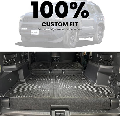 LASFIT Cargo Mat & Backrest Mats for Toyota 2025-2026 4Runner (Only Fit Hybrid, Not Fit Gas), All Weather TPE Custom Fit Easy Clean Trunk Mat for 4 Runner 2025 2026 6th gen Hybrid Trunk Mat, Black