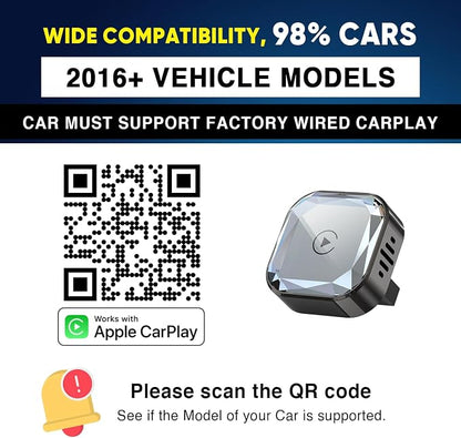 Wireless CarPlay Adapter for iPhone (2026 Upgraded), Mini Plug & Play for Cars with Factory Wired Apple CarPlay, Fast & Stable Connection, Easy Setup, Wide Vehicle Compatibility USB & USB C (Black)