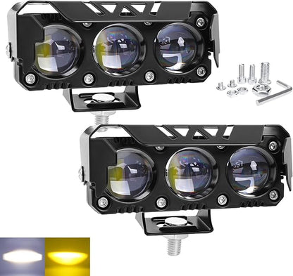 Motorcycle Driving Lights Yellow White Dual Color 8-85V 40W LED Fog Lights Waterproof Spotlight Auxiliary Lights for Motorcycle ATV UTV SUV Truck Boat Tractor Universal 2 Pack