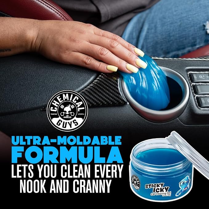 Chemical Guys Sticky Icky Car Cleaning Gel, Green Apple, Interior Car Cleaner, Reusable Automotive Crevice & Interior Dust Cleaner for Air Vents, Consoles, Cup Holders & Keyboards, 4 Pack (100g Each)