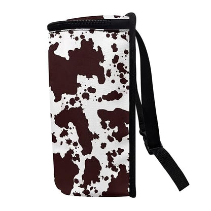 Brown Cow Print Trash Can for Car Portable Garbage Bag with Lid and Zipper Interior Auto Accessories Portable Trash Bin Hanging Backseat Cute Cowhide Multipurpose Multipurpose Trash Bags