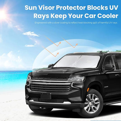 for Tahoe 2025 Windshield Sun Shade Sunshade-Custom Fit 2024 2023 2022 2021 Chevrolet Tahoe Z71, Premier, High Country, RST, LT, LS Accessories Windshield Cover Front Window Sun Visor Blocks UV